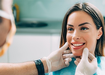 Woman smiling during dental checkup