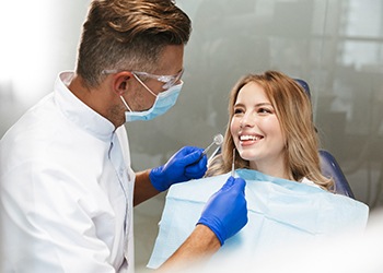 patient talking to her dentist