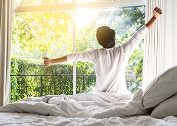 Person waking feeling rested