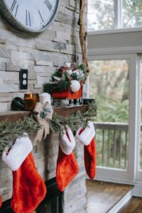 Stockings hung on mantel at dentist in Midland.