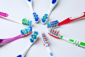 circle of toothbrushes