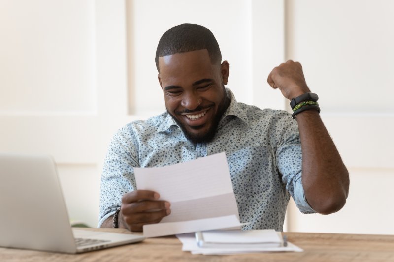 man happy with tax return