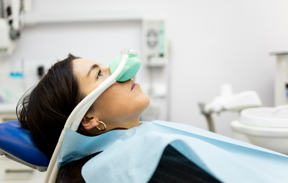 Patient with sedation mask on